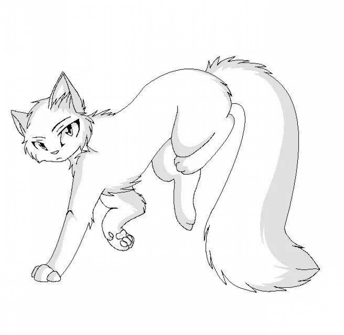 Раскраска глупый аниме-кошка
