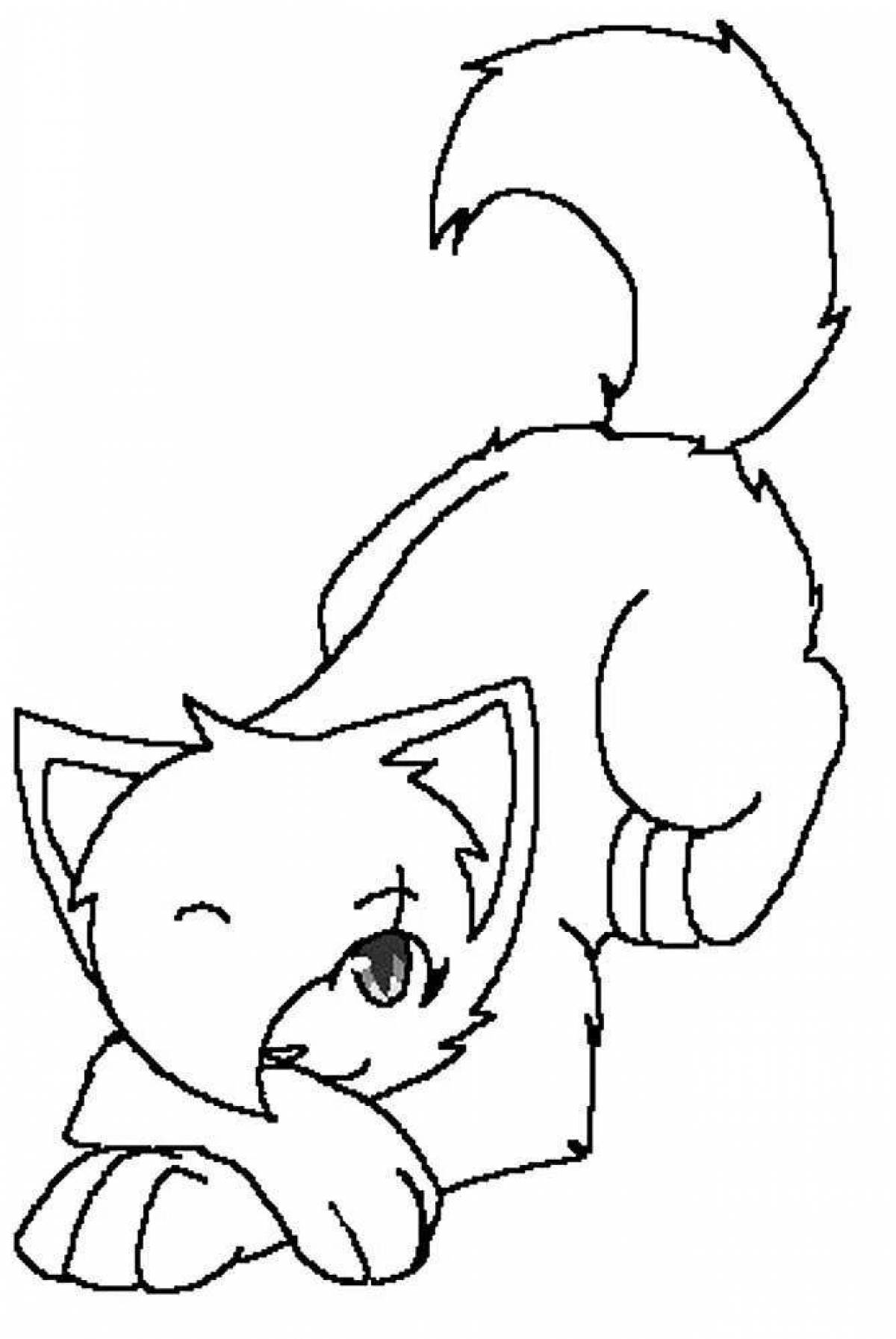 Раскраска веселый аниме кот