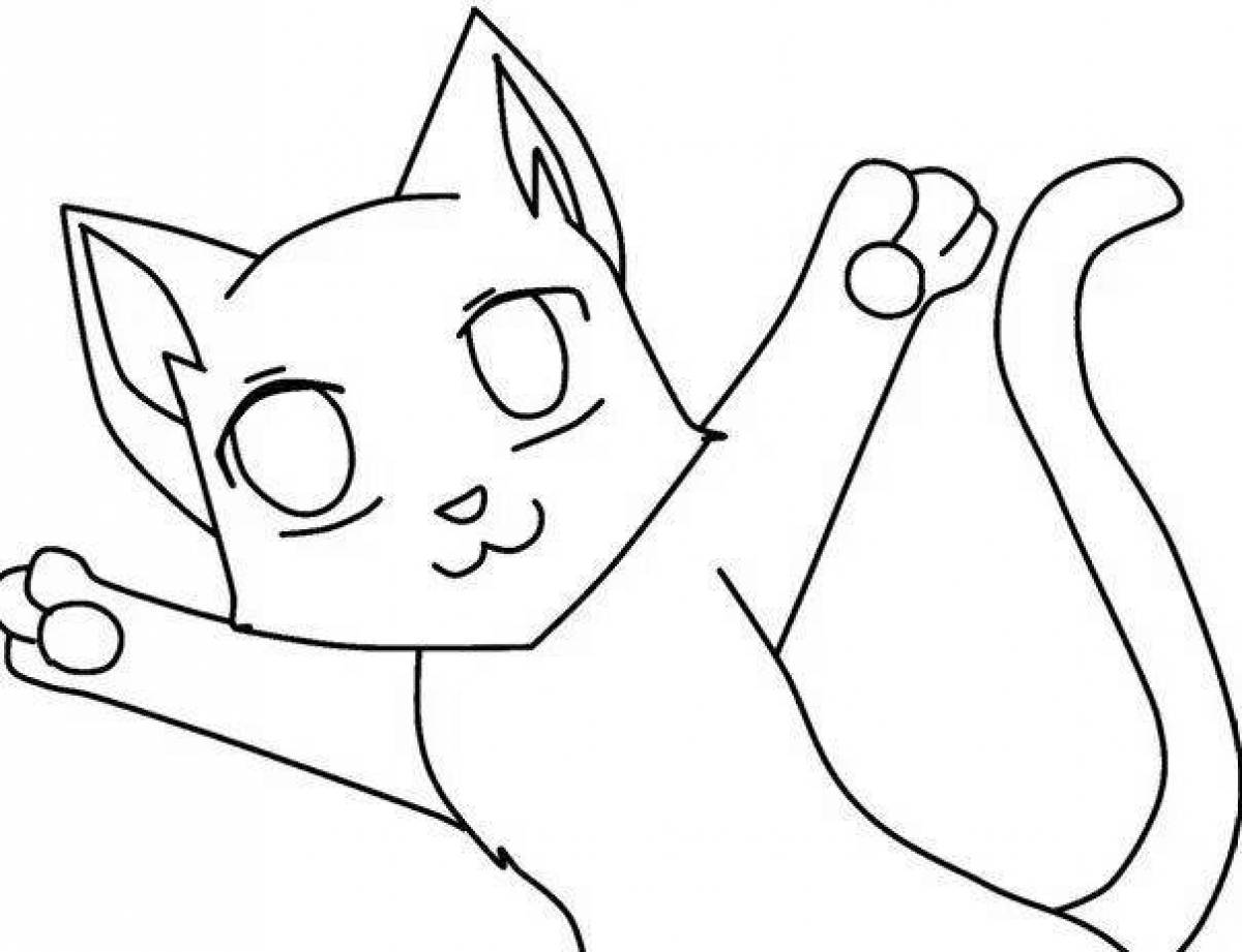 Adorable anime cat coloring page