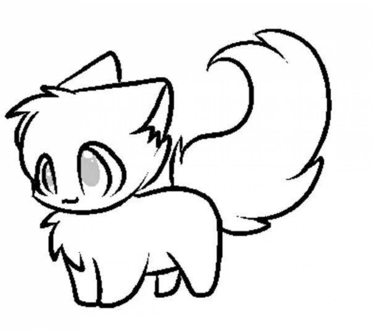 Остроумный аниме-кошка раскраска