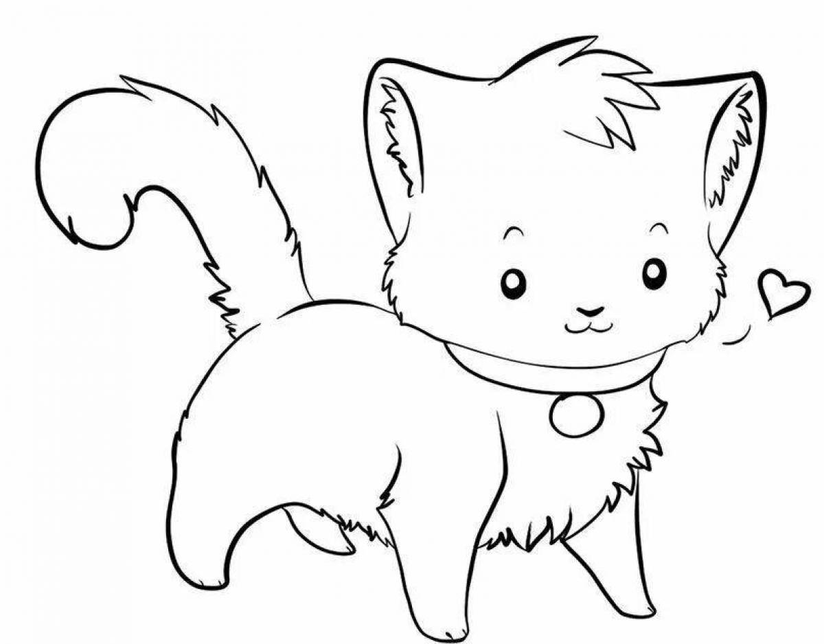 Сказочная страница раскраски аниме-кошки