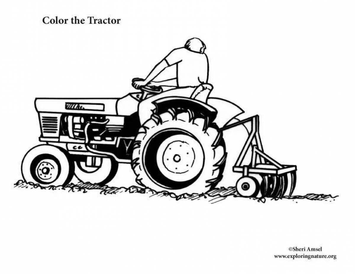 Изысканный трактор с сеялкой