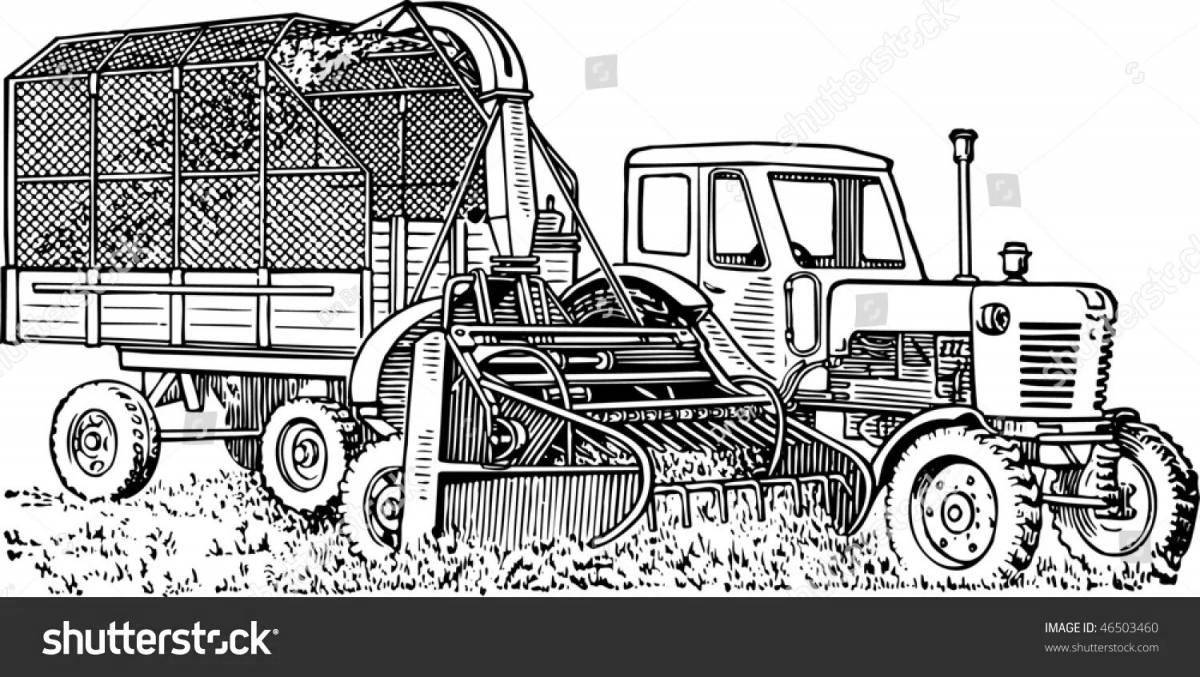 Привлекательный трактор с сеялкой