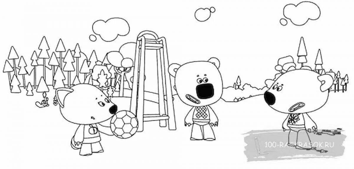 Fancy bears on the sea coloring page