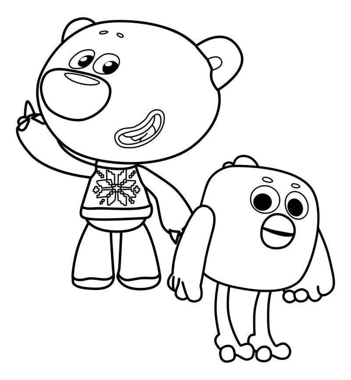 Glittering bears on the sea coloring page