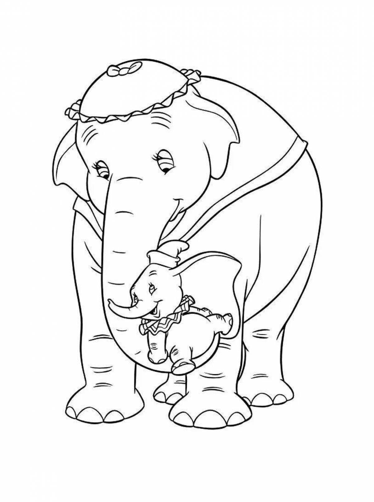 Фото Раскраска игривый слон и мопс