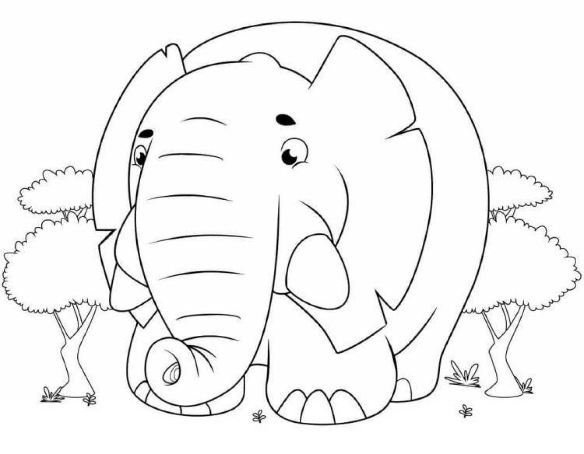 Фото Раскраска очаровательный слон и мопс