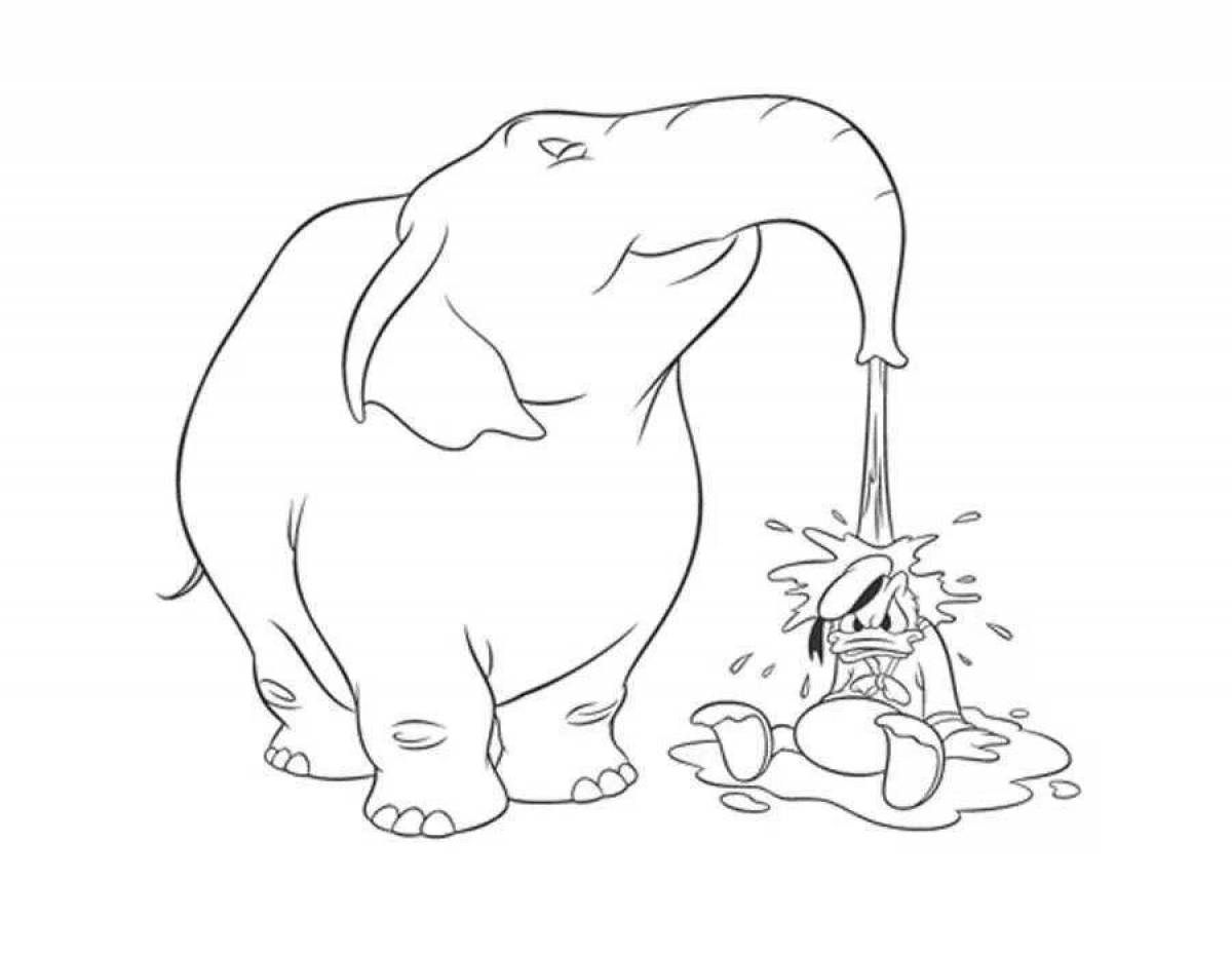 Фото Раскраска буйный слон и мопс