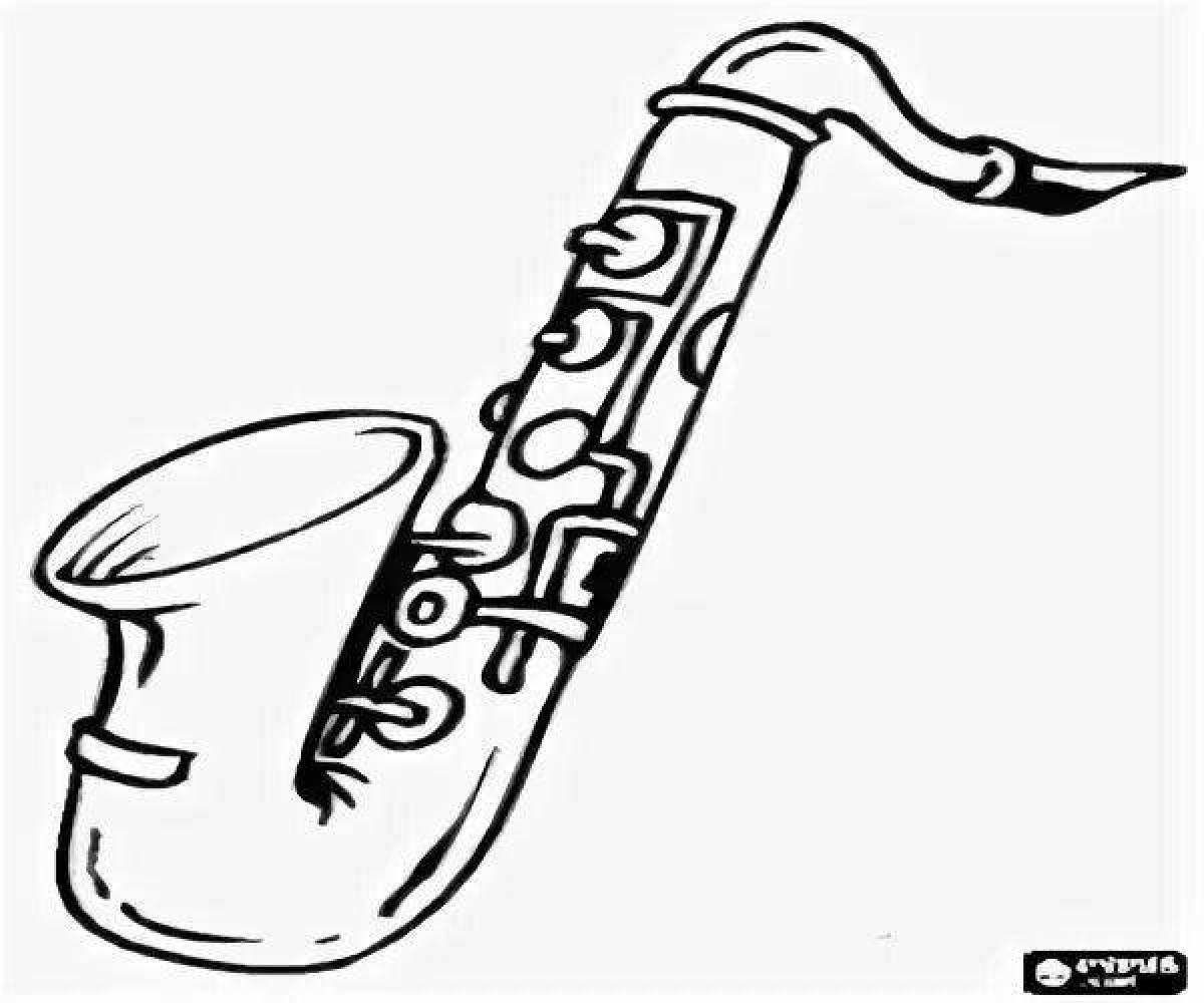 Coloring book bright musical instrument horn