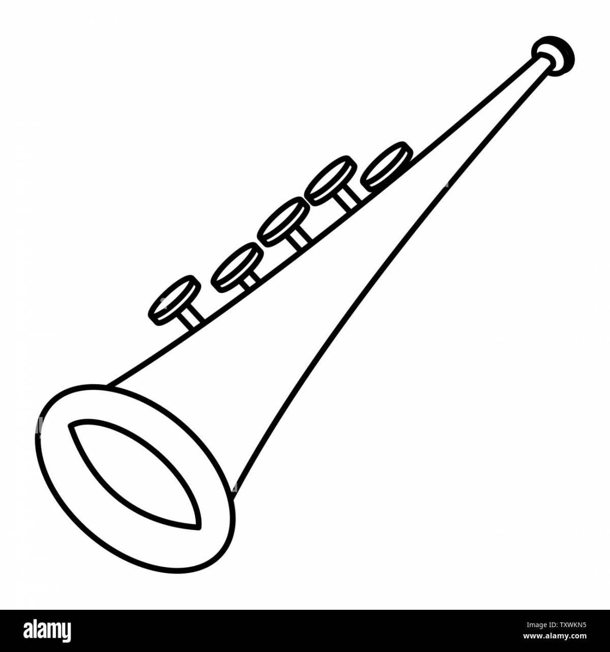 Blooming musical instrument horn coloring book