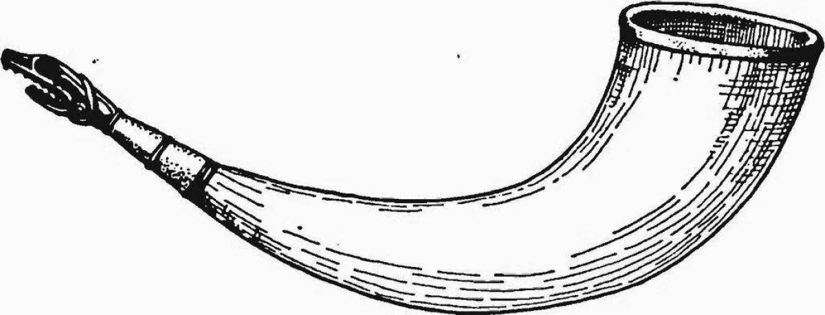 Exotic horn musical instrument coloring page