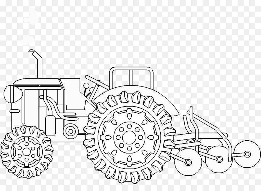 Трактор с сеялкой нарисовать