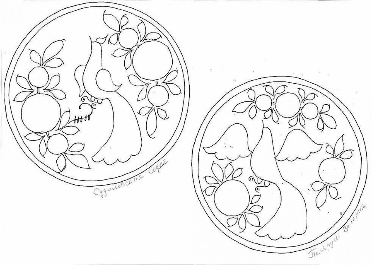 Роспись посуды шаблон. Роспись тарелки Гжель для детей раскраска. Гжельская роспись тарелка раскраска для детей. Городецкая роспись. Раскраска. Раскраска по Городецкой росписи.