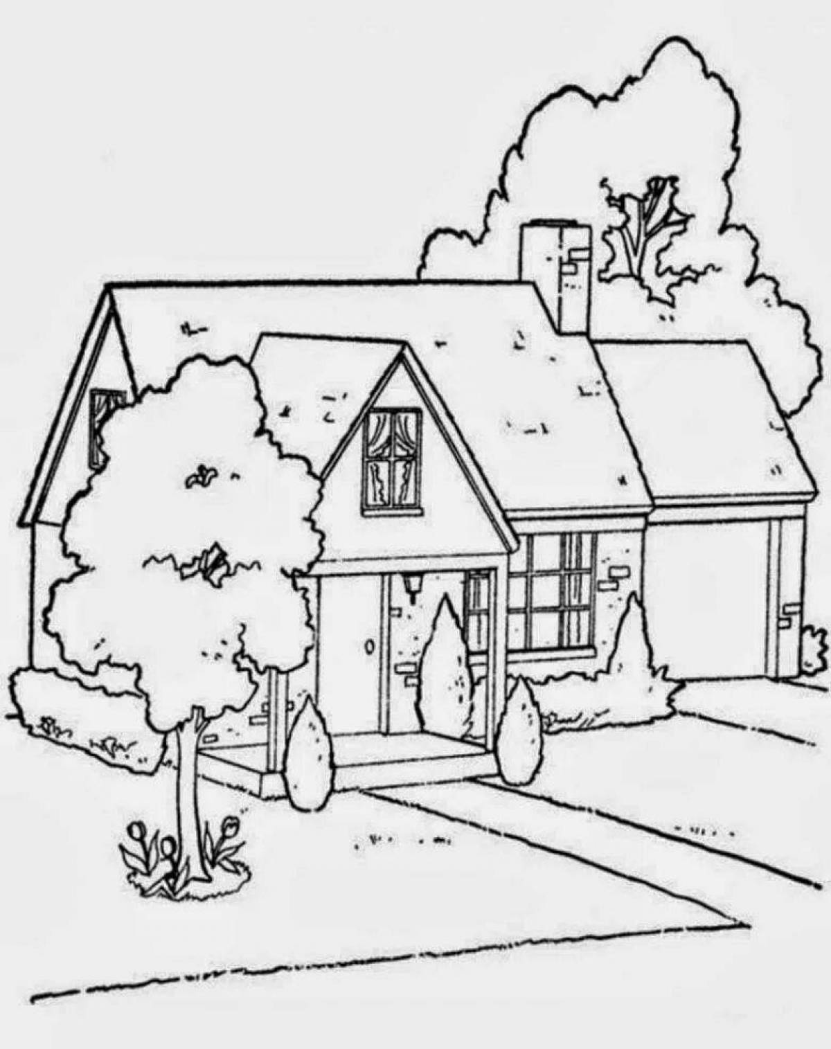 Coloring page quaint village house