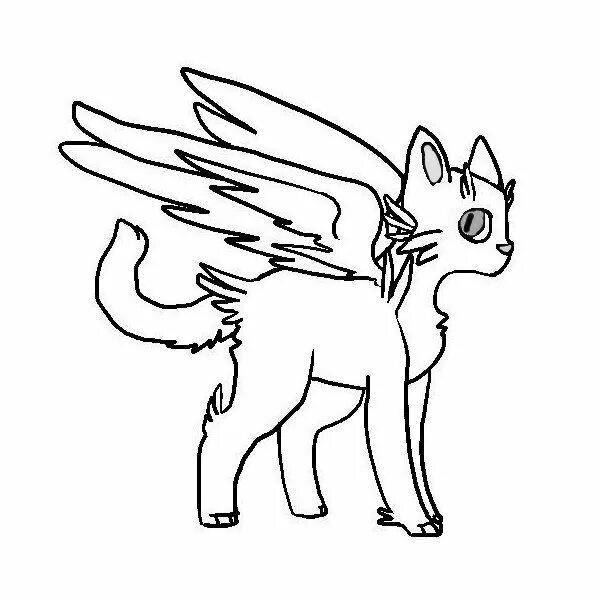 Радиантная раскраска кошка с крыльями