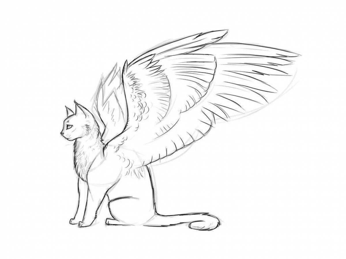 Amazing coloring cat with wings