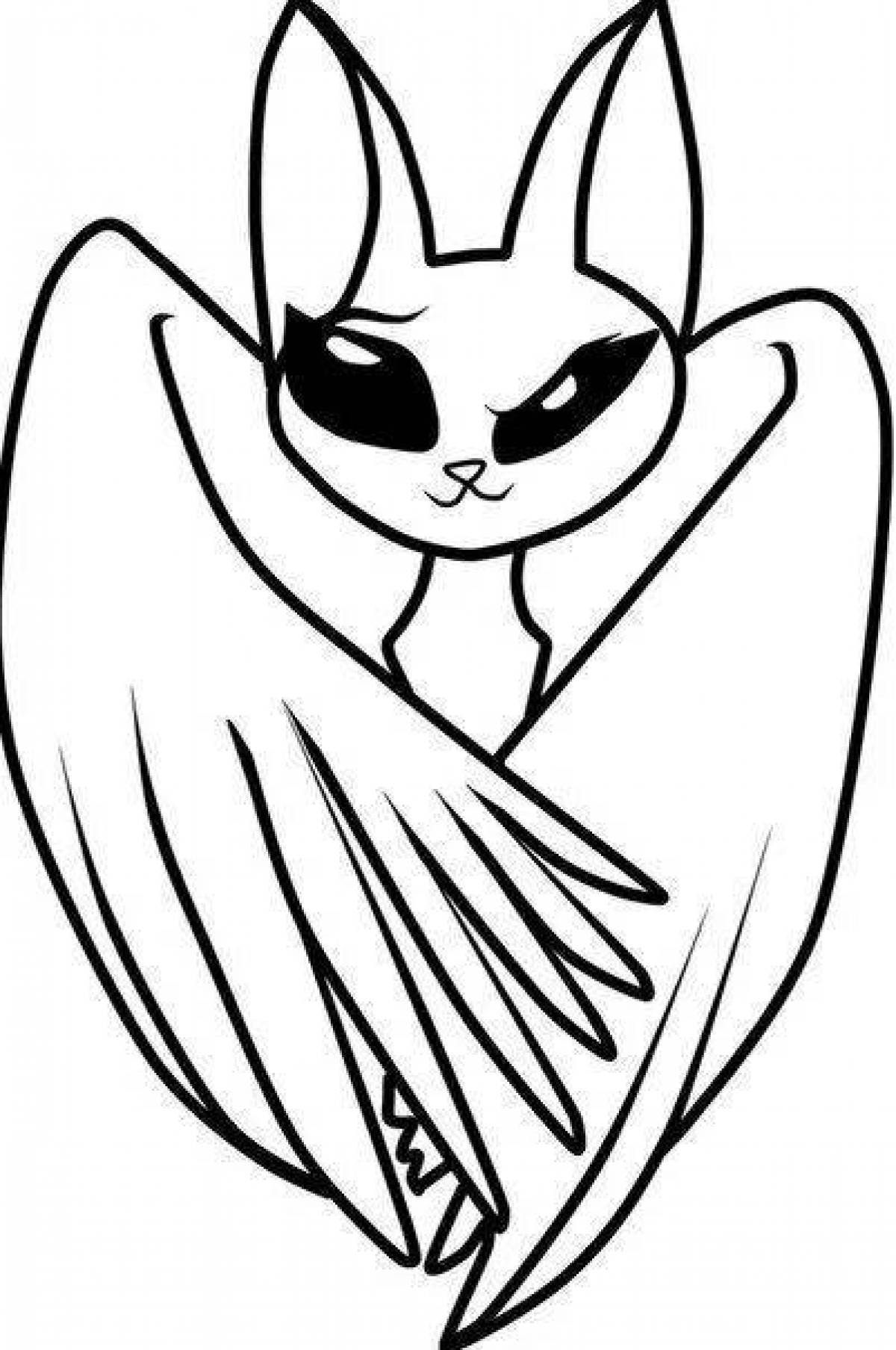 Fun coloring cat with wings