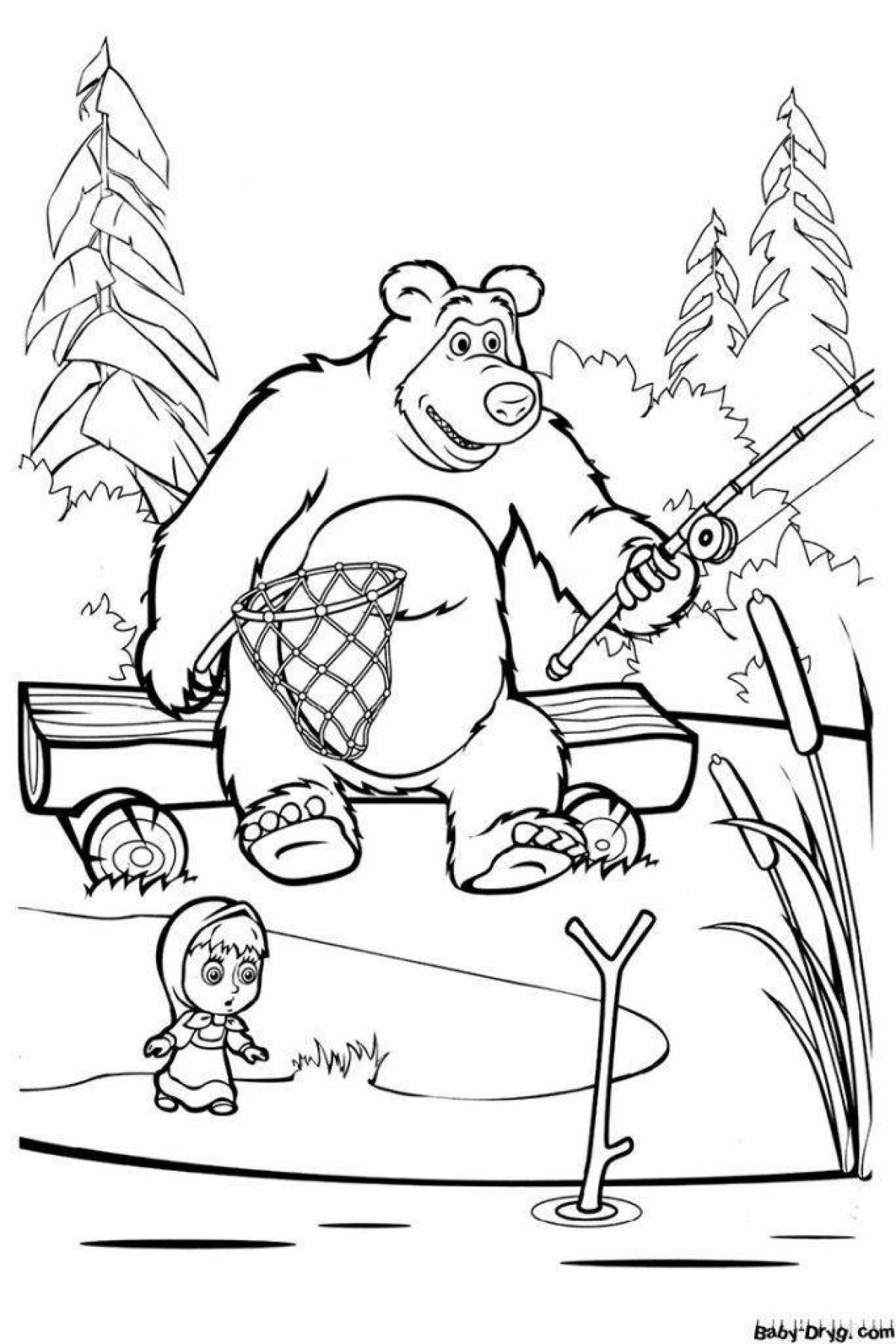 Фото Милая раскраска девочка с медведем