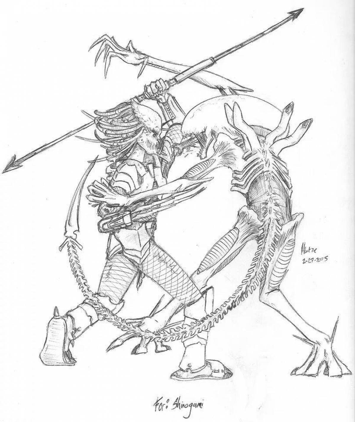 Alien vs predator coloring page