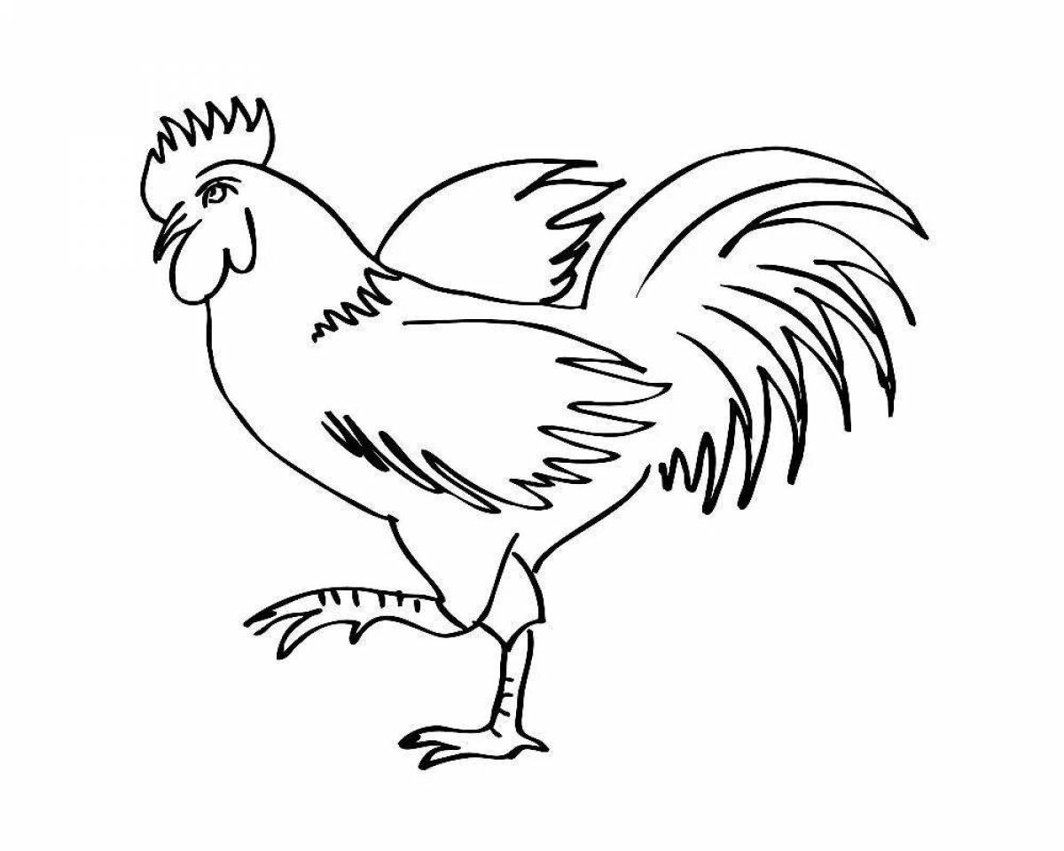 Анимированная страница раскраски петух и курица