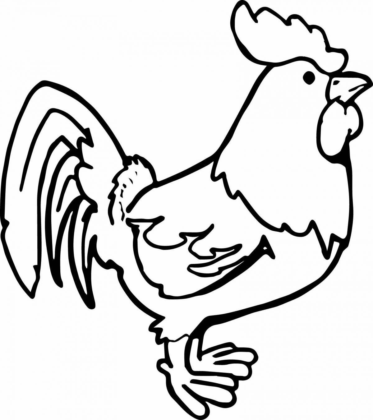 Coloring page charming rooster and hen