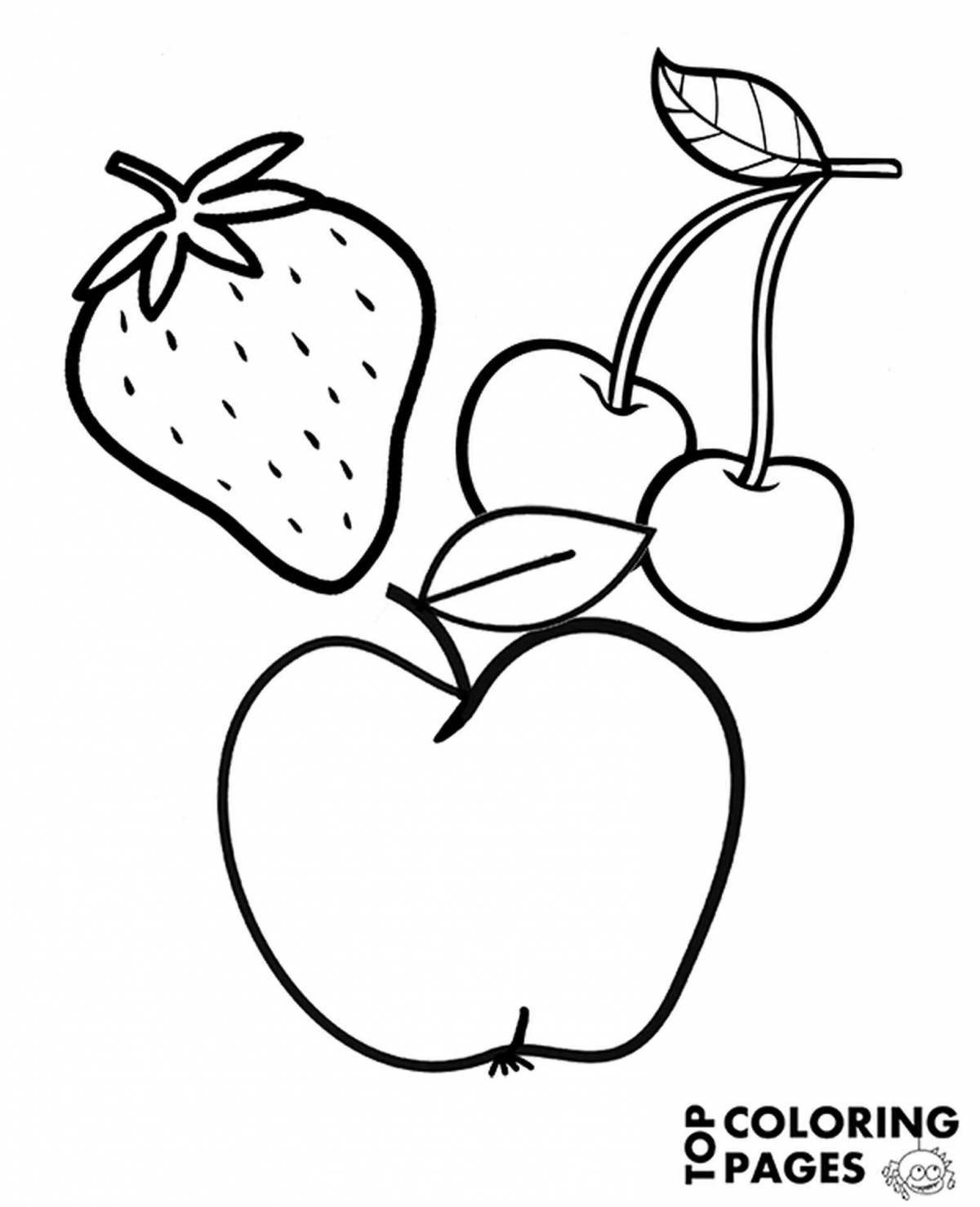 Playful apple and pear coloring page