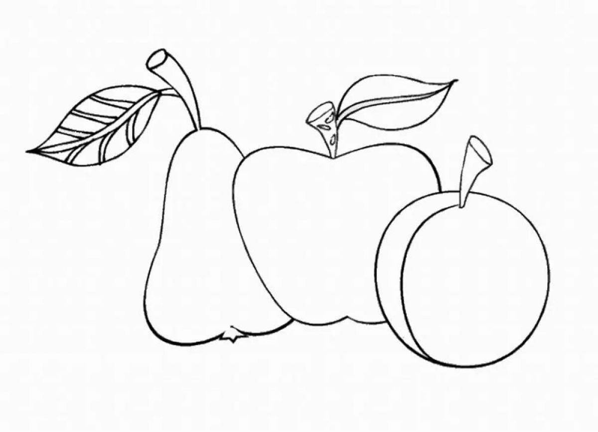 Привлекательная страница раскраски яблоко и груша
