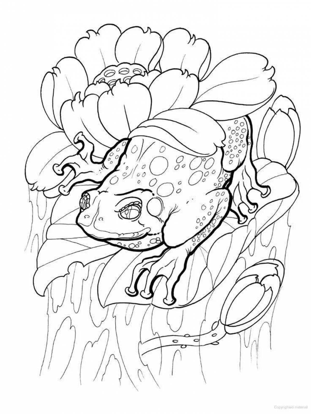 Coloring page joyful toad and rose