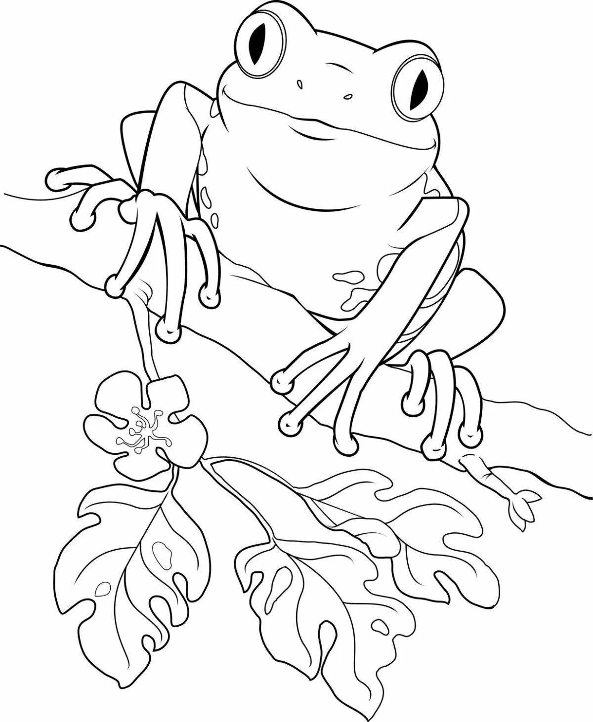 Glitter toad and rose coloring page