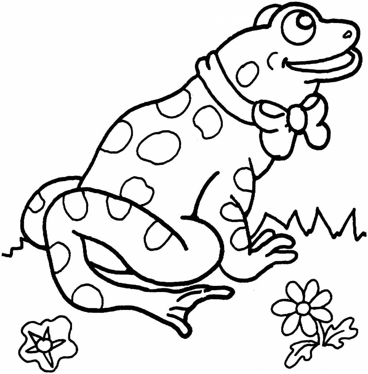 Раскраска игривая жаба и роза