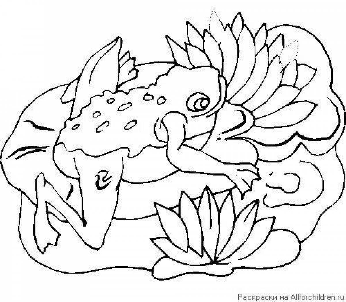 Coloring book cheerful toad and rose