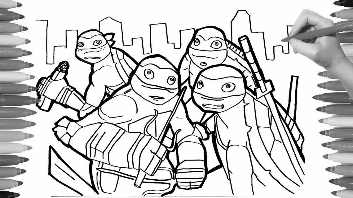 Incredible rap ninja turtle coloring book