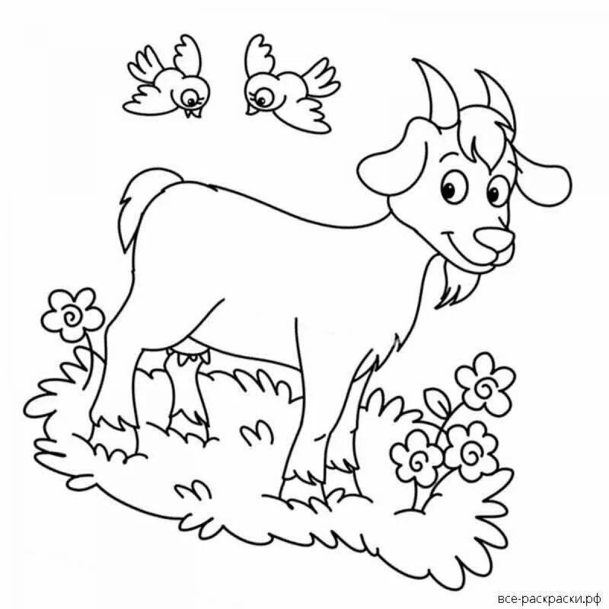 Funny goat coloring for kids