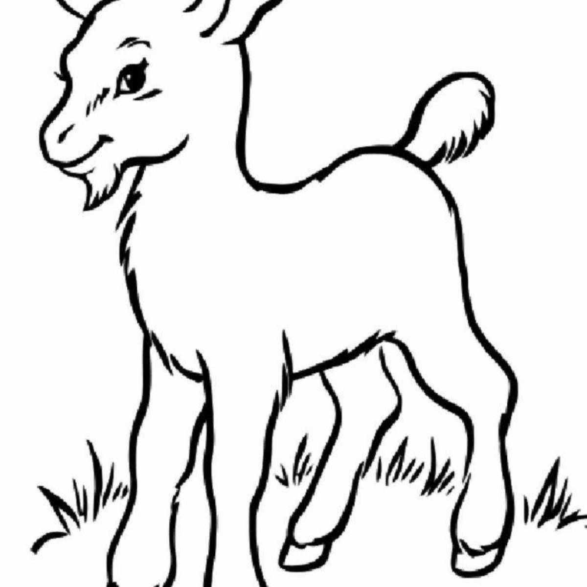 Фото Блестящая раскраска коза для детей