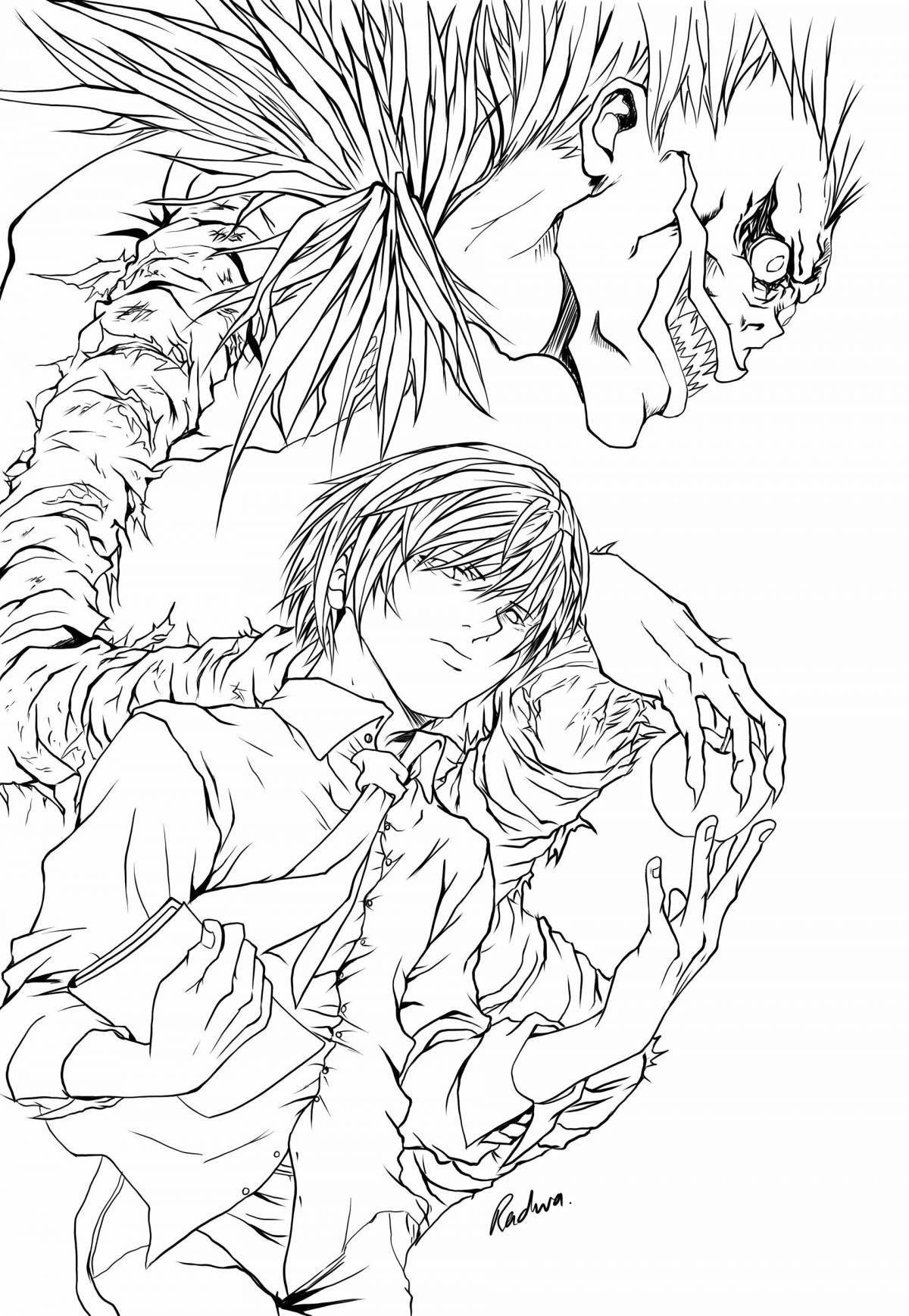 Innovative death note anime coloring page