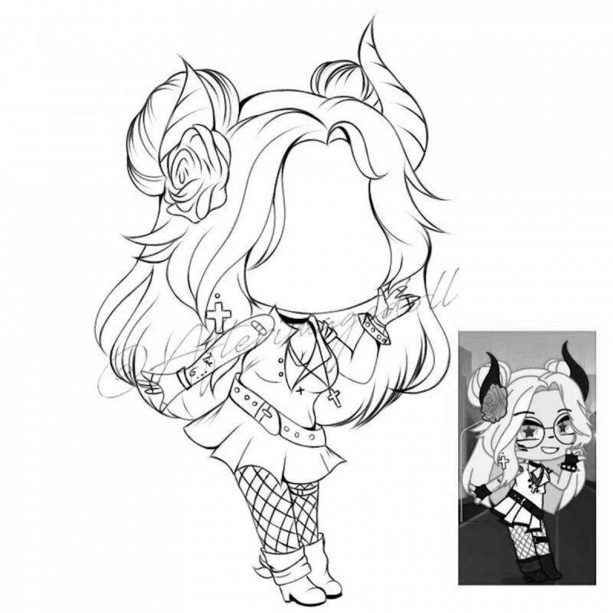 Fun hair gacha life coloring page