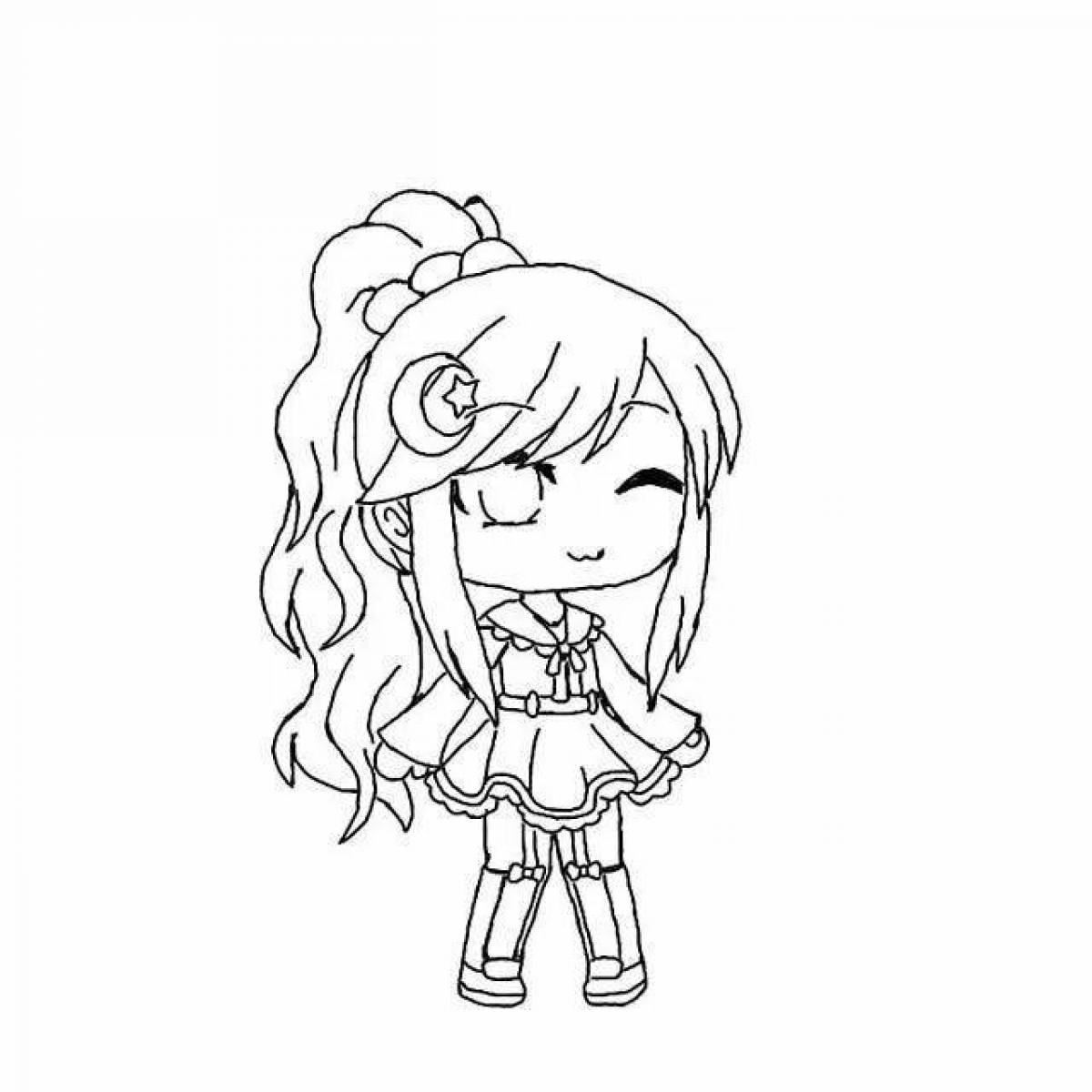 Gacha life coloring page with playful hair