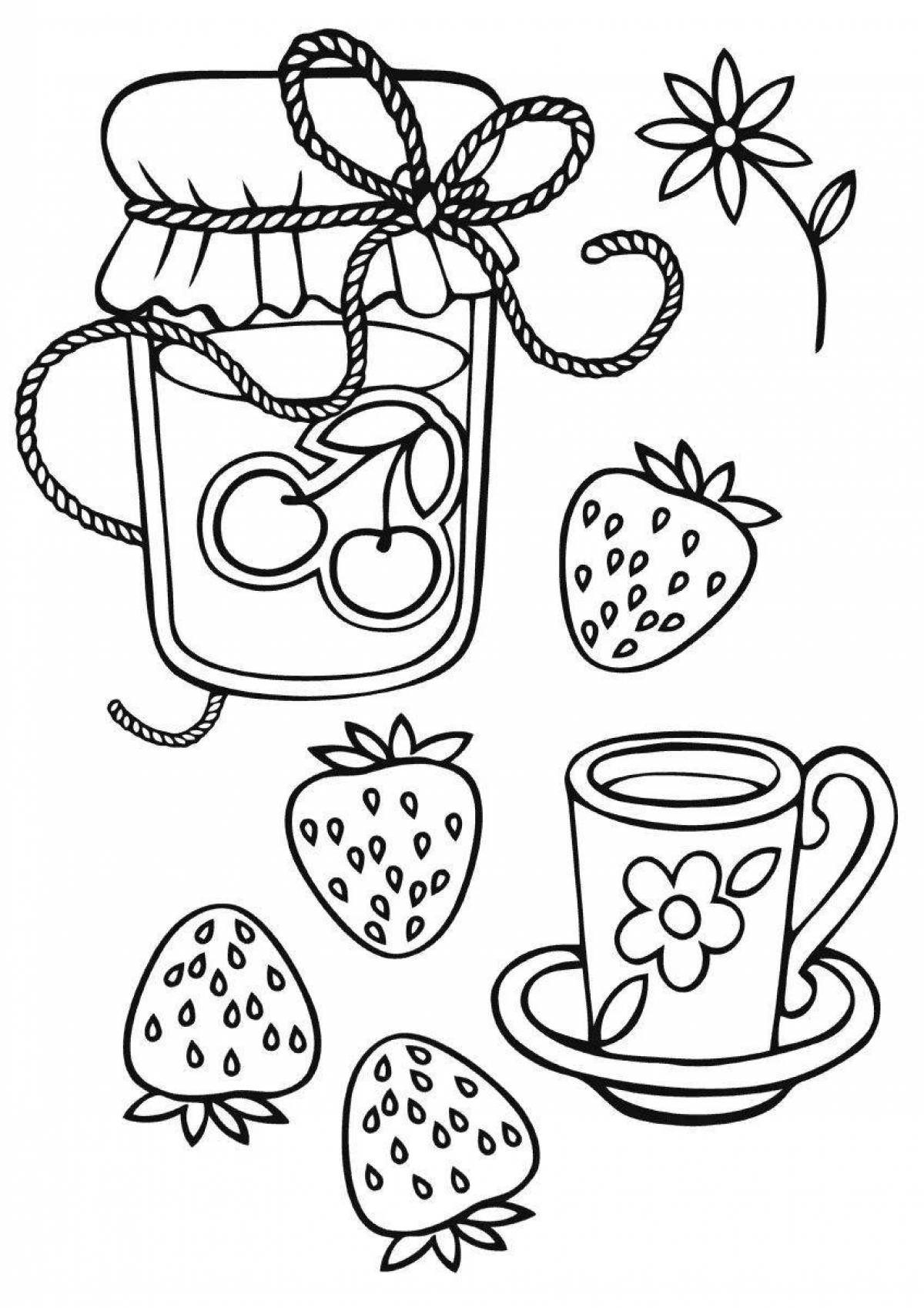 Joyful tea coloring for kids
