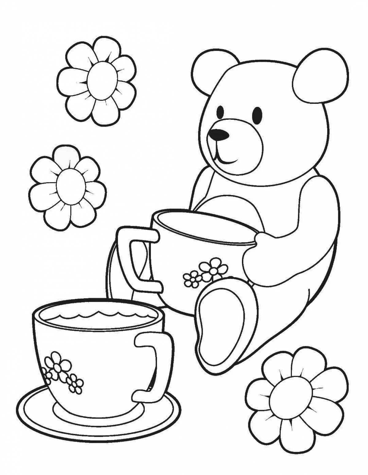 Invigorating tea coloring for kids