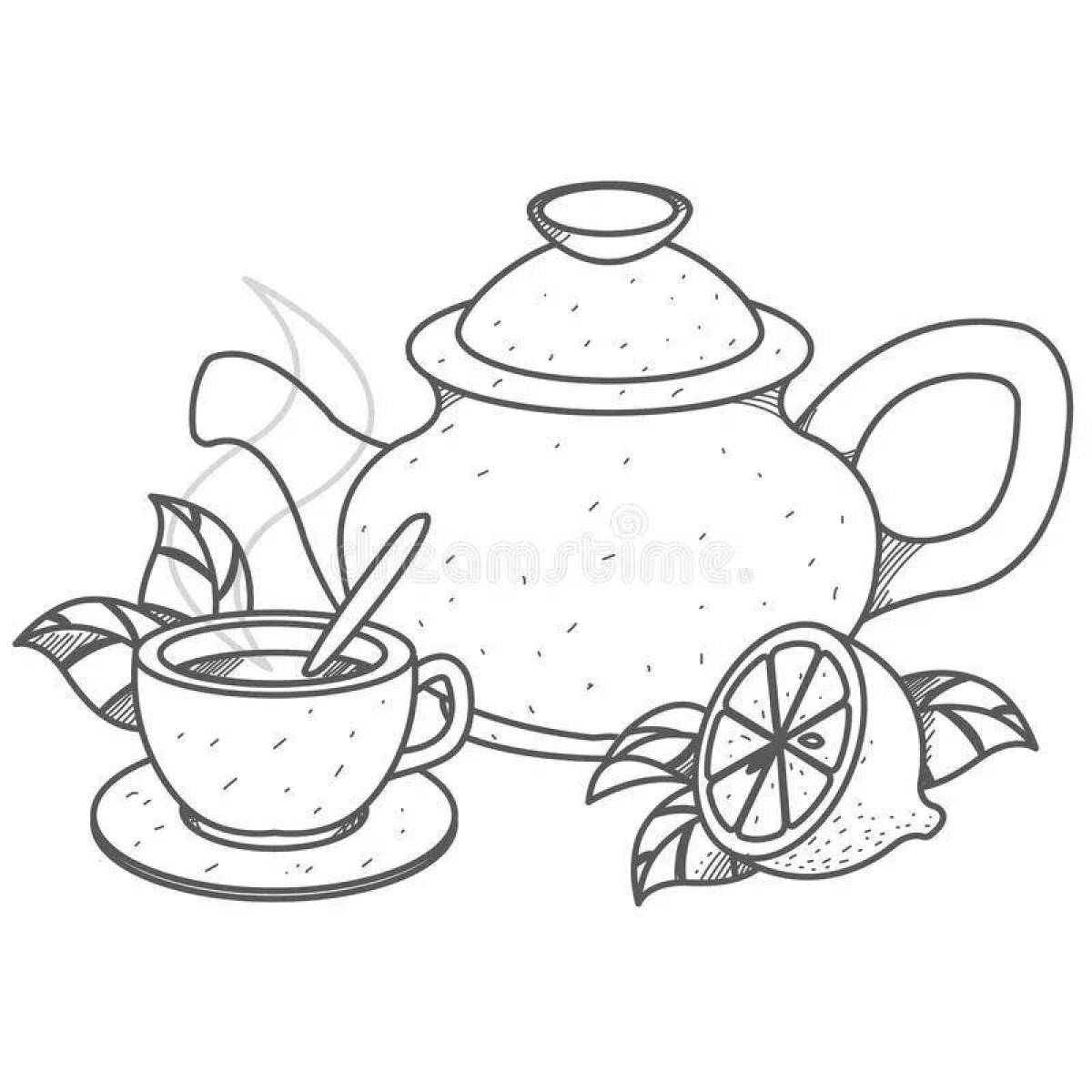 Раскраски чайник с чаем
