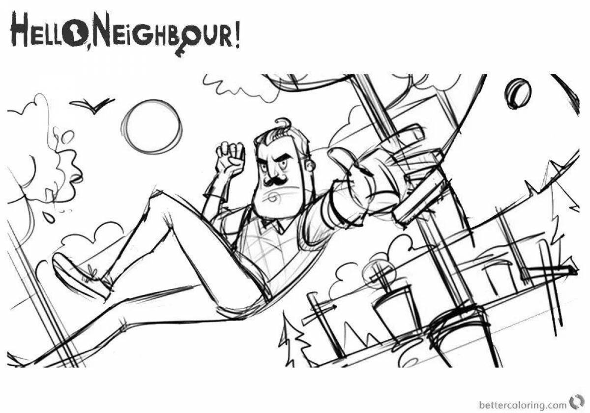 Colorful hello neighbor house coloring page