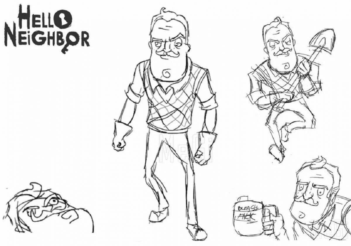 Hello neighbor house holiday coloring page