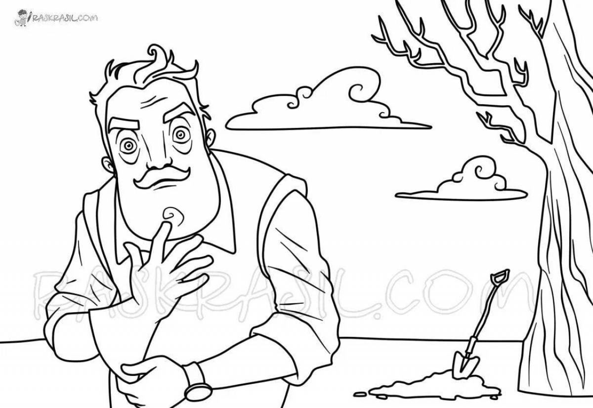 Coloring page cozy hello neighbor house