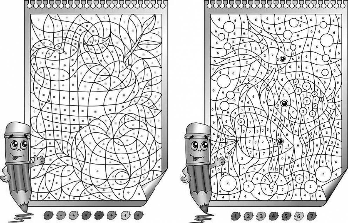 Colorful cell coloring page with numbers