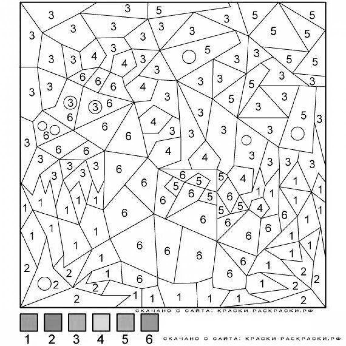 Relaxing cell coloring page with numbers