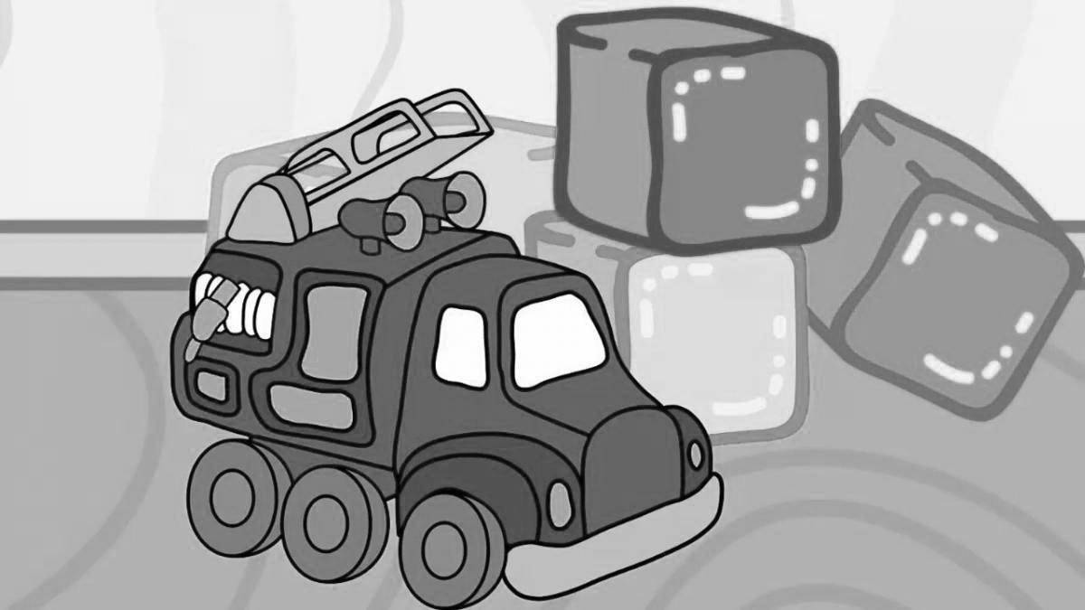 Colorful cartoon car coloring page