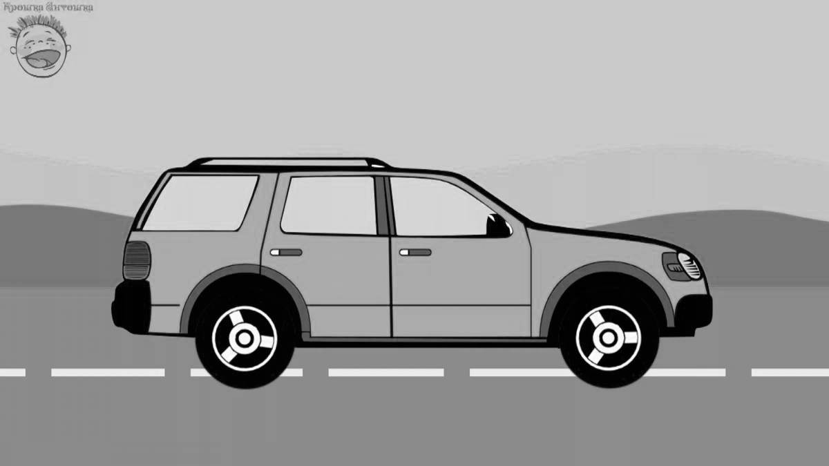 Amazing cartoon car coloring page