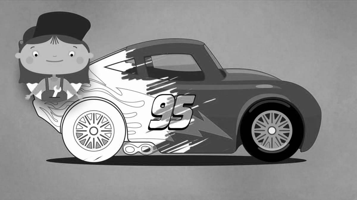 Exciting cartoon car coloring book