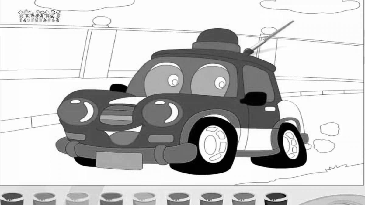 Coloring book cool cartoon car