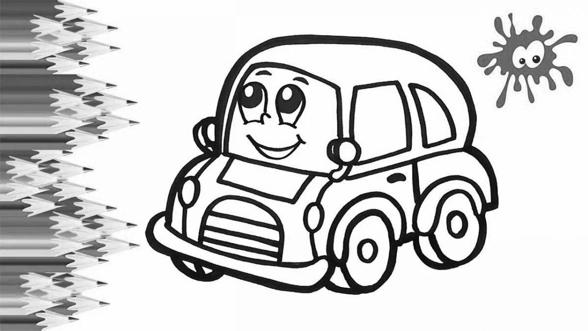 Coloring book daring cartoon car